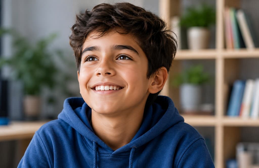Estudiante de Delphos College sonriendo con confianza